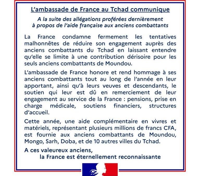 Don controversé à Moundou : L’engagement français envers les anciens combattants tchadiens remis en question