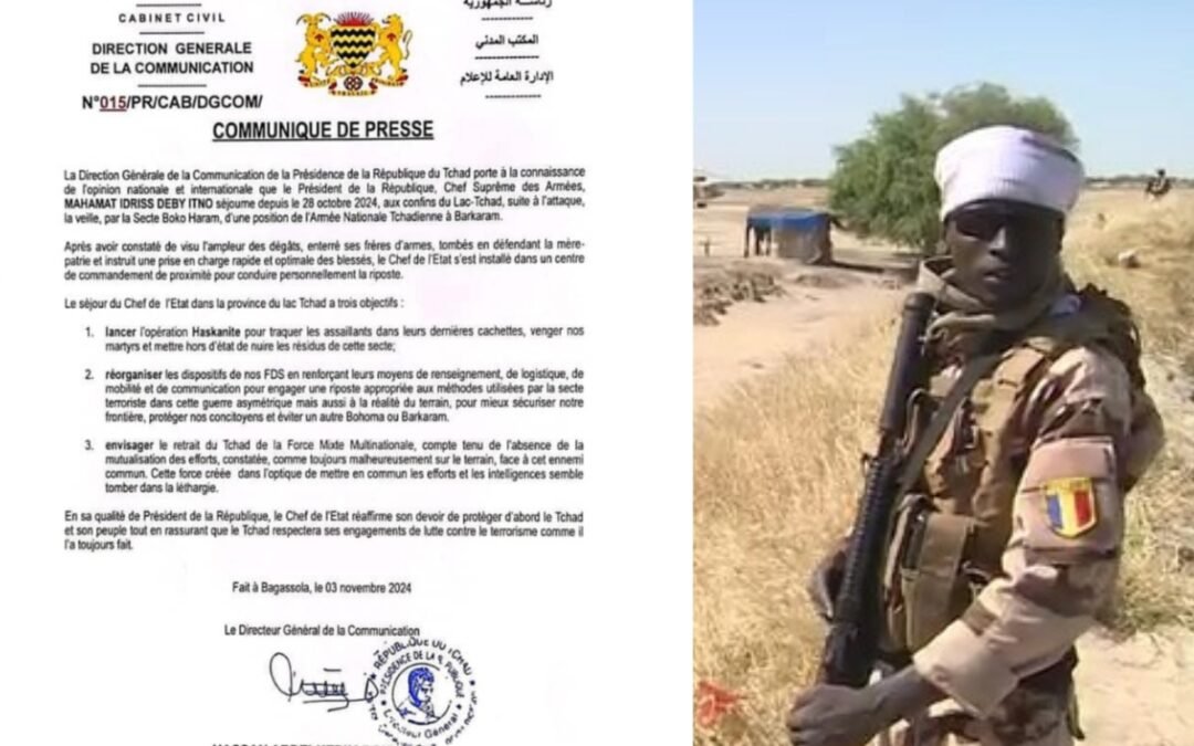 COMMUNIQUÉ | Au Cœur de la Bataille : Le Président Mahamat Idriss Déby Itno Mobilise les Troupes contre Boko Haram dans la Région du Lac Tchad