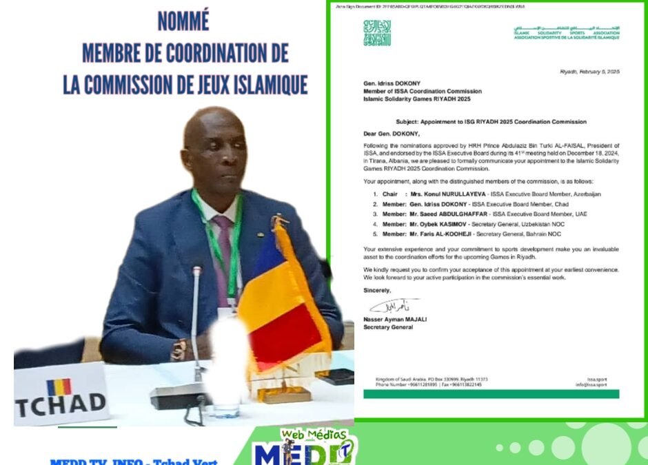 Jeux Islamiques 2025 : Idriss Dokony Adiker, un Serviteur Infatigable du Sport, Intègre la Commission de Coordination