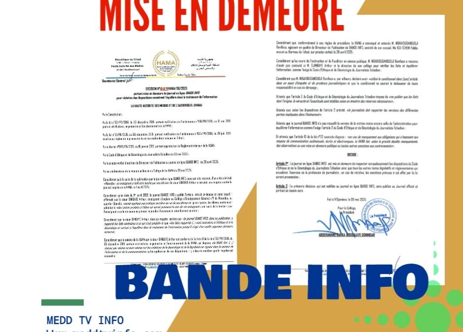 BANDE INFO dans le viseur : une mise en demeure pour manquements déontologiques