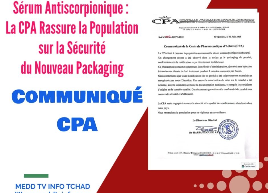Sérum Antiscorpionique : La CPA Rassure la Population sur la Sécurité du Nouveau Packaging
