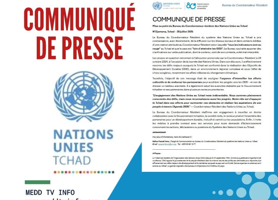 ODD au Tchad : Les Nations Unies recadrent une citation déformée et réaffirment leur soutien