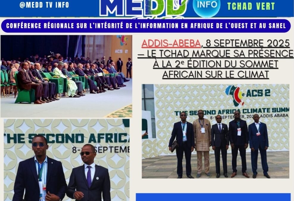 Climat : Le Tchad s’engage au plus haut niveau à la 2ᵉ édition du Sommet africain sur le climat à Addis-Abeba