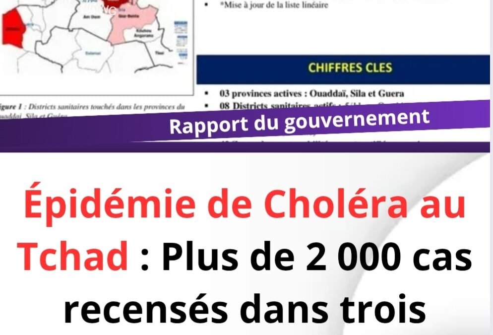 ⚠️ Épidémie de Choléra au Tchad : Plus de 2 000 cas recensés dans trois provinces activesr :
