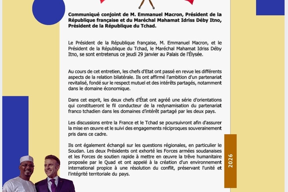 TCHAD–FRANCE : Macron et Déby Itno tracent les contours d’un partenariat rénové à l’Élysée
