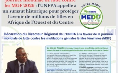 Journée mondiale de lutte contre les MGF 2026 : l’UNFPA appelle à un sursaut historique pour protéger l’avenir de millions de filles en Afrique de l’Ouest et du Centre