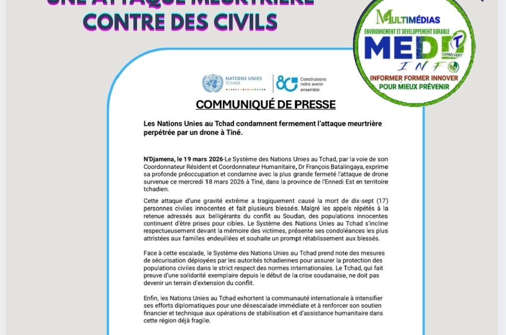TCHAD | FRAPPE DE DRONE À TINÉ : L’ONU CONDAMNE FERMEMENT UNE ATTAQUE MEURTRIÈRE CONTRE DES CIVILS