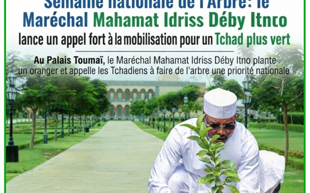 Au Palais Toumaï, le Maréchal Mahamat Idriss Déby Itno plante un oranger et appelle les Tchadiens à faire de l’arbre une priorité nationale